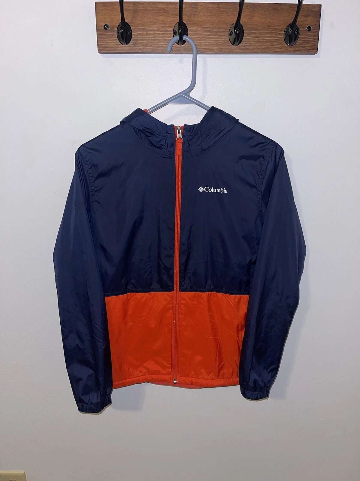 Columbia Windbreaker Jacket Size Large Blue And Orange