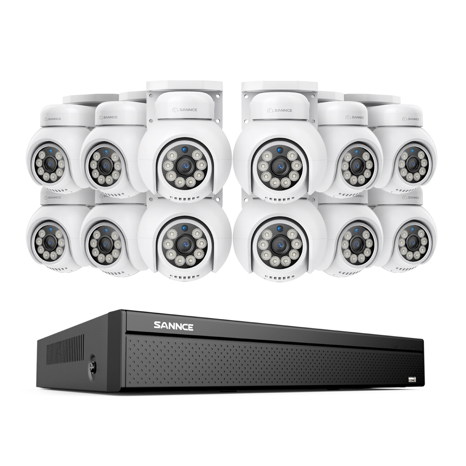 SANNCE 16CH 8MP NVR 4K Two Way Audio PoE PT Security Camera 