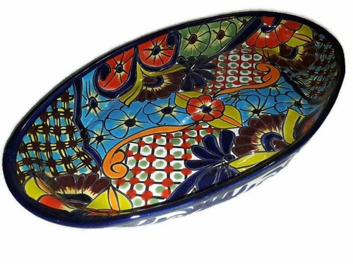 Talavera große ovale mexikanische Keramik 17,5 x 10" Servierplatte, Geschirr  - Bild 5 von 7