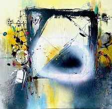 Ultra Contemporary Large ABSTRACT Acrylic Modern PAINTING On 90 x 90cm Canvas