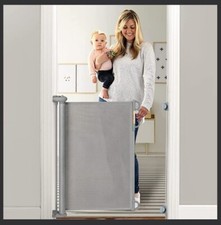 Retractable Baby/Dog Gate, 33" Tall, Extends to 55" Wide Safety Gate Gray