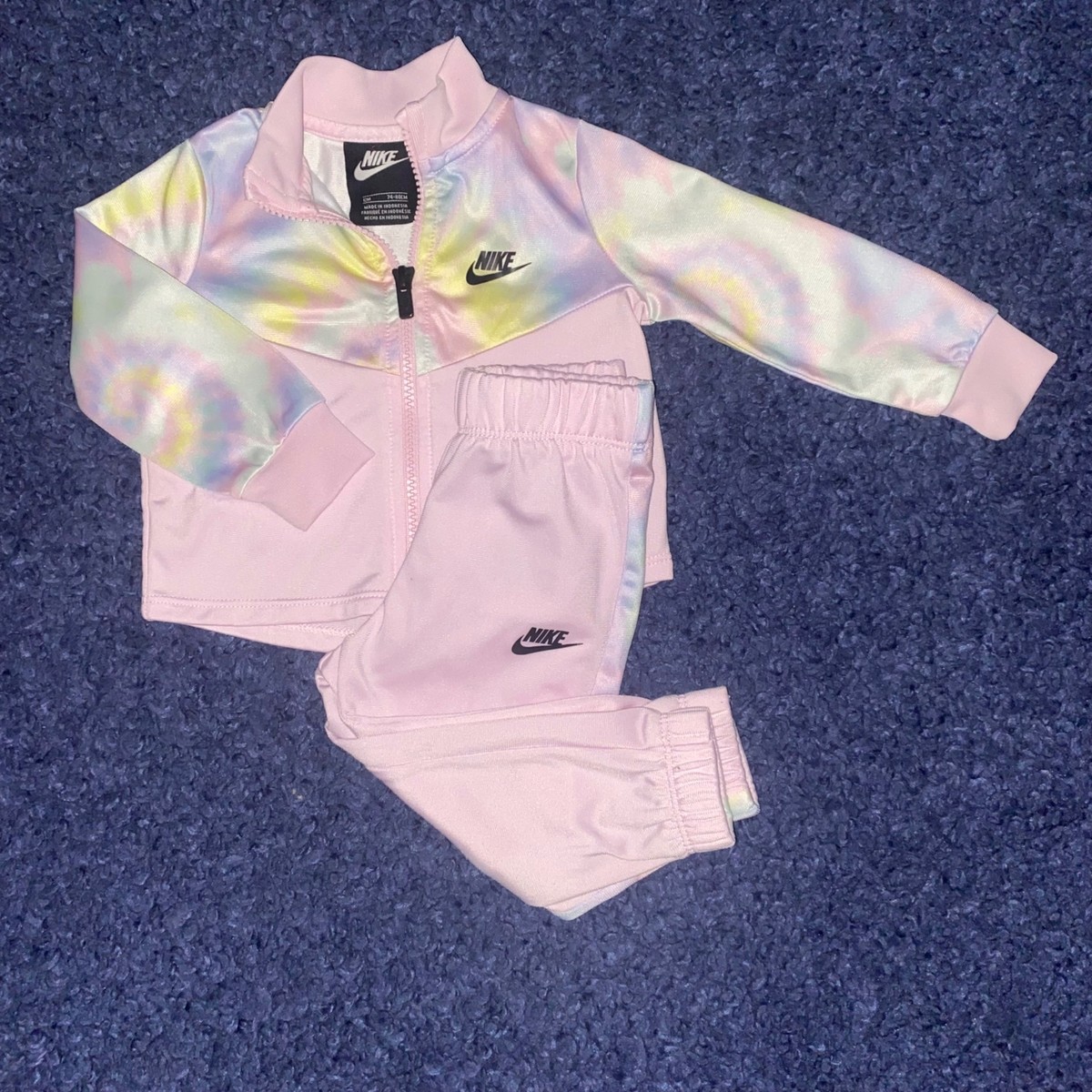 Nike Baby Girls 2-Piece Track Suit Set Pink Tie-Dye 12M