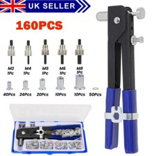 160pcs Professional Hand Nut Tool Riveter Rivnut Gun Kit Mandrels Repair M3-M8