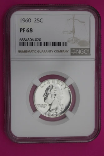 1960 PF 68 Proof Washington Silver Quarter NGC Certified Graded Authentic 256