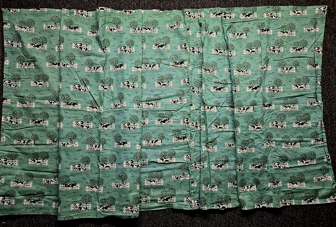 Rustic Farmhouse Kitchen Curtains with Apple Trees and Cows Design 30x80