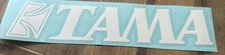 Tama Bass Drum Logo Decal Sticker -WHITE 8.5” Length X 1 5/8” Height