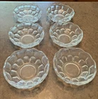 Set of 6 Antique Federal Glass Yorktown 5.5" Clear Colonial Thumbprint Bowls