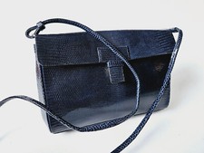 Tiffany & Co Convertible Clutch Bag Navy Blue Snakeskin Leather Germany Vintage