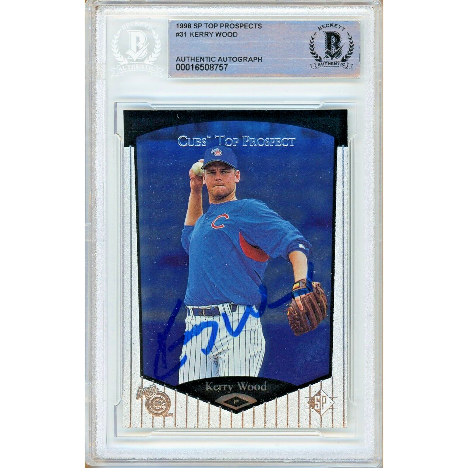 Kerry Wood Chicago Cubs Auto 1998 SP Top Prospects 31 BAS Auth Autograph Slab RC