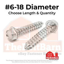 #6 18-8 Stainless Hex Washer Type A Self Tapping Screws (Pick Length & Qty)