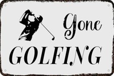 Gone Golfing Vintage Metal tin Sign Funny Art Wall Decorations for Home Man Cave