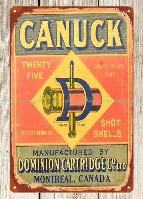 home decor 1924 Dominion Canuck Shotshell Collector Ammunition metal tin sign
