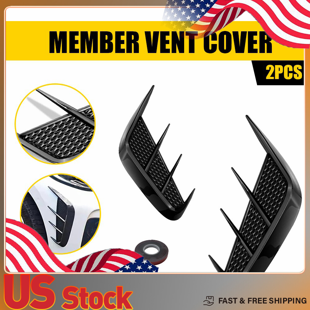 Rear Gloss Black Bumper Sport Wing Side Member Vent Car Cover Trim Accessories