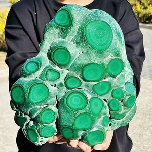 11.0LB Natural glossy Malachite transparent cluster rough mineral sample