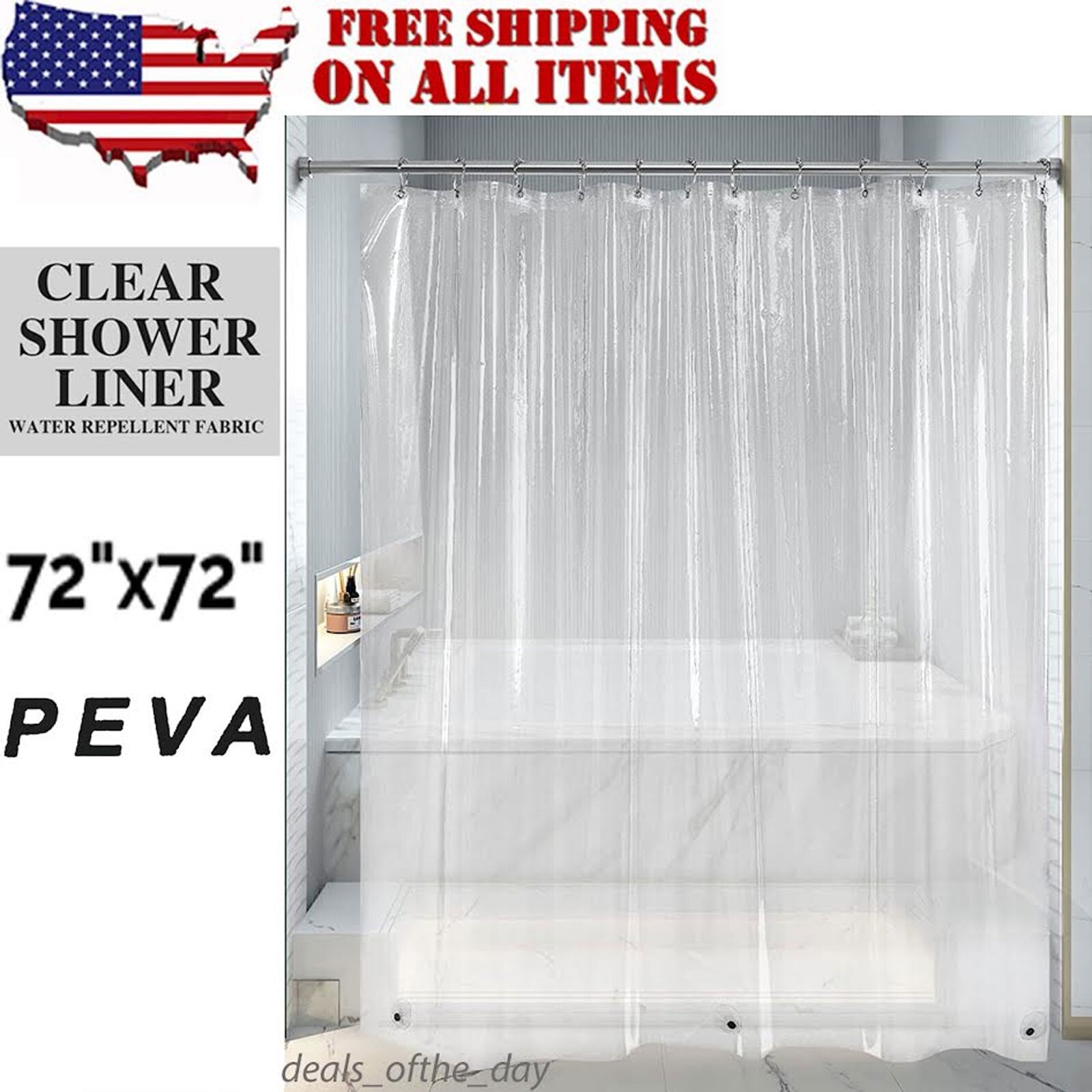 Clear Shower Curtain Liner 5G Heavy Duty PEVA Waterproof with 72''x72''