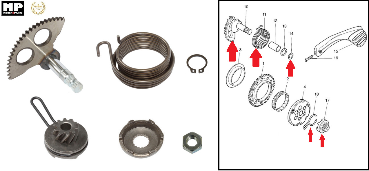 Kit démarrage kick Booster et Nitro mécanisme de rochet premium pour scooter