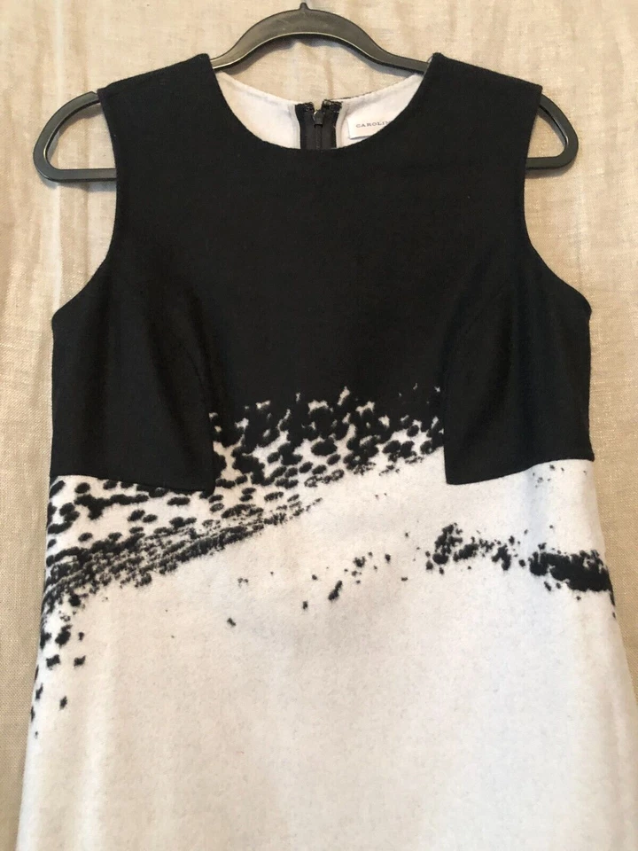 Vestido Carolina Herrera Mujer Talla 8 Sin Mangas Negro Azul Invierno Grueso Texturizado Foto 2 de 4