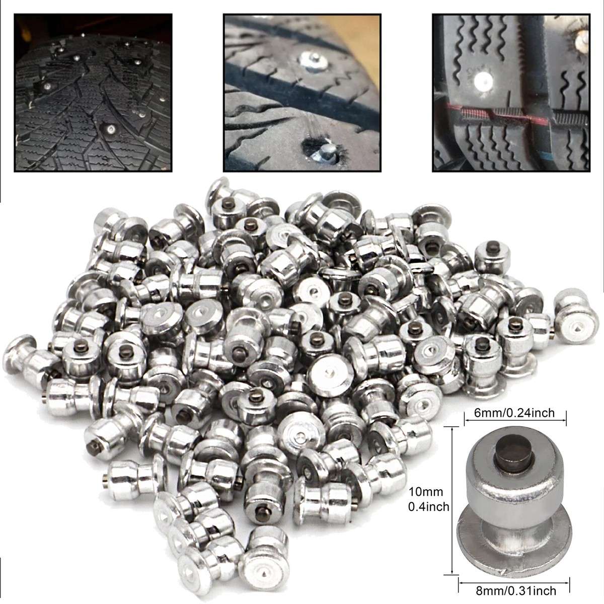 100X Tire Slip Screw Wheel Snow Stud Spike For Car SUV Bike