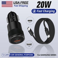 18W Super Fast Car Charger Adapter  Cable For Samsung S24 S23 S21 S20 A54 A14