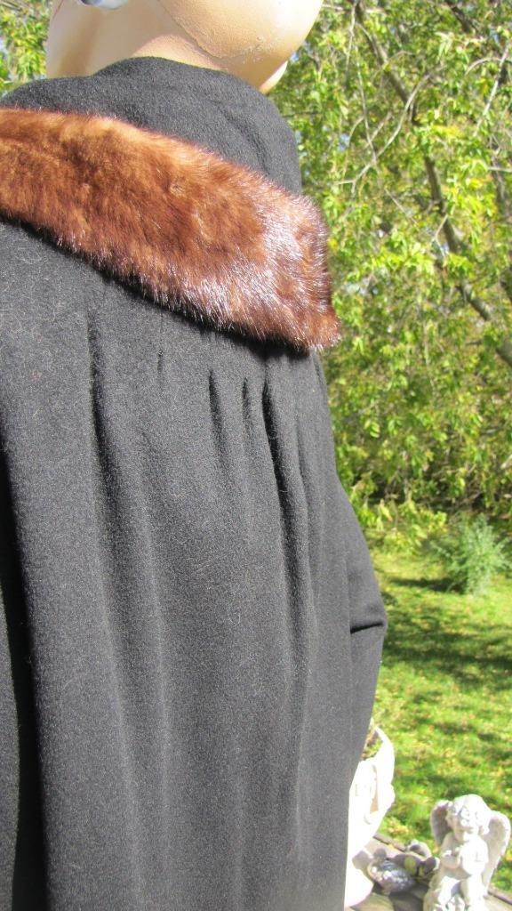 50S BARNETT ORIGINAL BLACK COAT MINK COLLAR UNION… - image 11