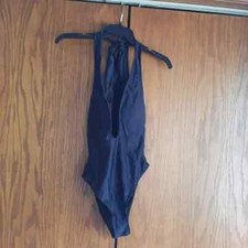New One Piece Swimsuit Push Up Bra High Waist Backless Black Size M