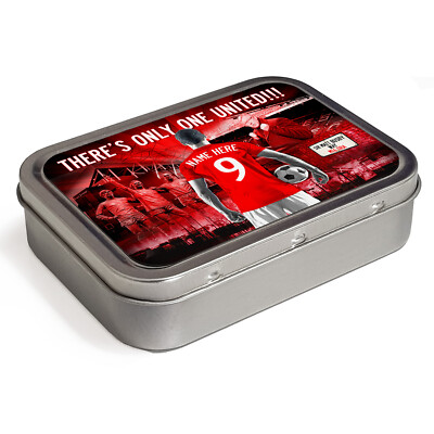 Personalised Man Utd Tobacco Tin Supporter Retro 2oz Baccy Dad Birthday  AF83