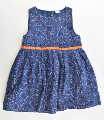 NAME IT Size 10 Lined Blue Multicolor Hearts Cotton Dress 140cm NWOT Sleeveless