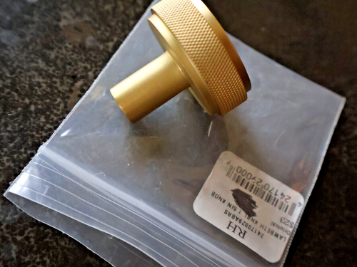 NEW Restoration Hardware LAMBETH KURLED KNOB 1.5” LG BURNISHED Brass CV - Picture 4 of 5