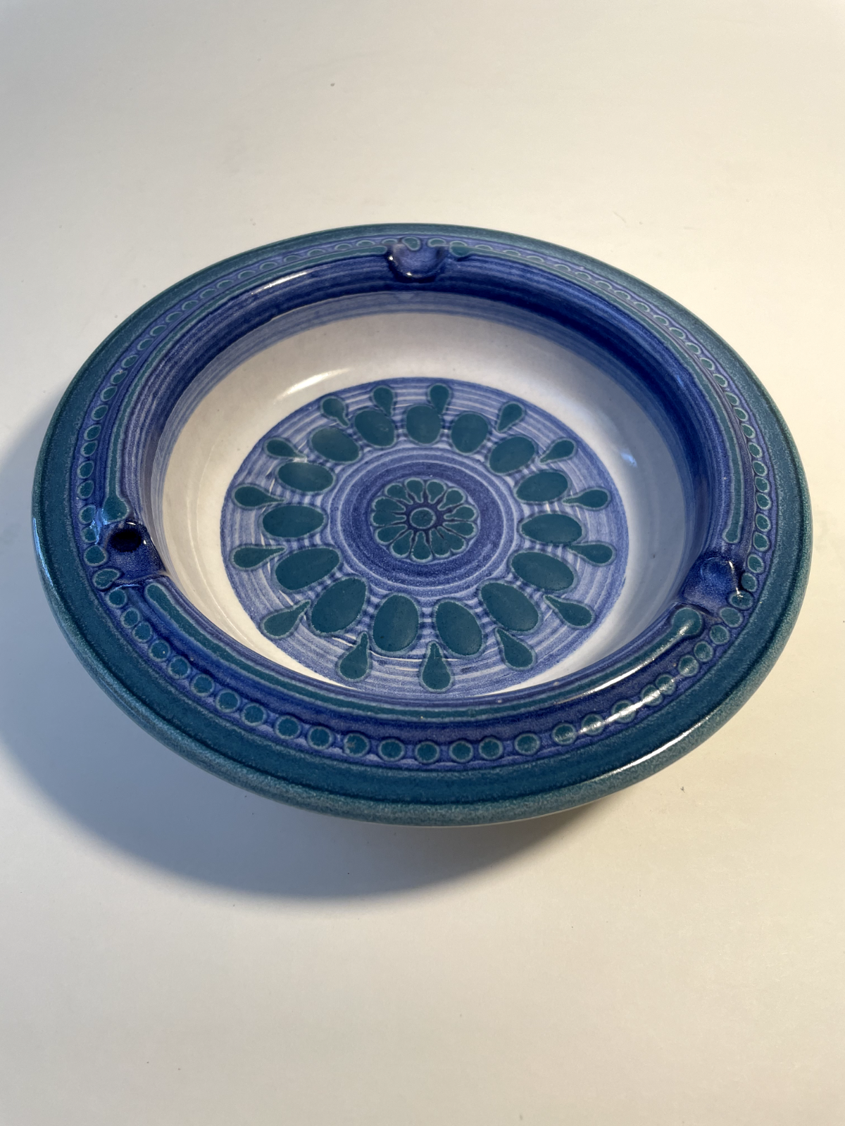 Vintage Hand Painted Pottery,Stoneware, Ashtray, Porta Celi Spain Pintado a Mano