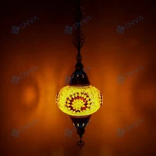 Turkish Moroccan Mosaic Ceiling Hanging Pendant Light Fixture Lamp - Free Bulb