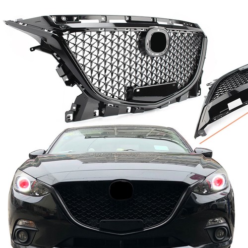 Kühlergrill Wabengrill Schwarz Glanz für Mazda 3 Axela 2014 2015 2016 - Bild 2 von 11