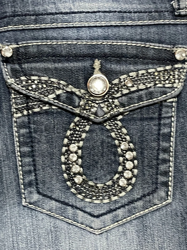 Jeans Earl Jean, para mujer talla 8, azul, denim, rectos, bolsillos con joyas Foto 4 de 4