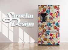 Abstract Floral Flower Colorful Pink Fridge Freezer Wrap Side Door Vinyl Decal