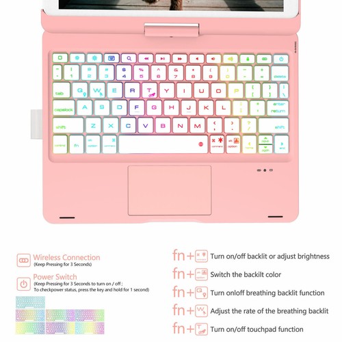 Backlit Keyboard Case For Apple iPad 5-9th Air 1-5 Pro 12.9" With 360° Rotating~ - Picture 38 of 53