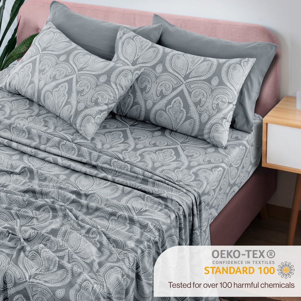 6 Piece Bed Sheets Set Luxury Microfiber Ultra Soft Deep Pocket Bedding ...