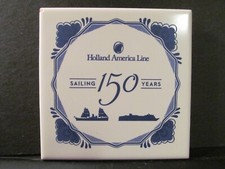 HOLLAND AMERICA "Sailing 150 Years" delft tile coaster HAL CRUISE LINE w/box