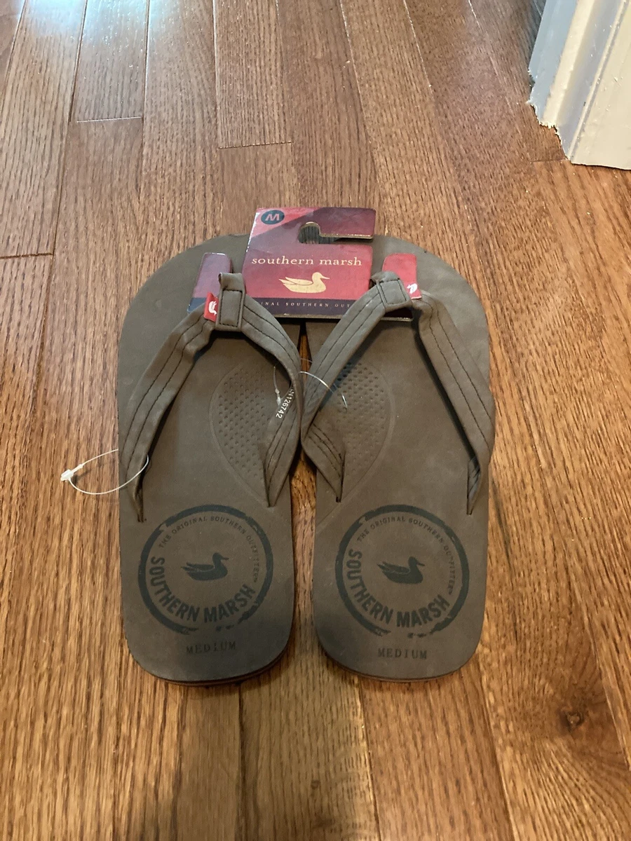 Southern Marsh Sueded Leather Catamaran Flip Flop Dark Brown Medium Men Women