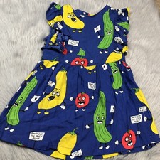 Mini Rodini 104-110 3-5 Years Blue Vegetable Veggie 100% Modal Dress