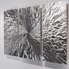 Modern Abstract Metal Wall Sculpture Art Contemporary Painting Home Decor Silver