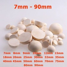 7mm-90mm Natural Wooden Craft Semicircle Balls Split Half Halved Wood Balls DIY