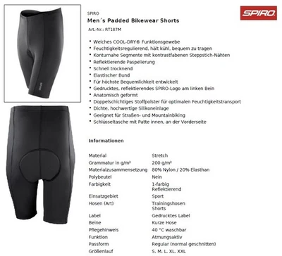 Spiro Fahrradtight gepolstert RT187M Rad-Hose mit Polster Herren Rennrad Bike - Bild 1 von 4