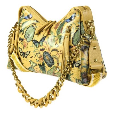 Sharif Legacy Milano Leather Satchel with Two Shoulder Straps Butterfly Print