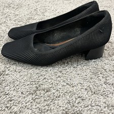 Vivaia Margot Black Ribbed Knit Square Toe Block Heel Pumps Wmns. Sz. 8.5M