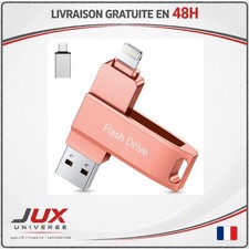 Clé USB 3.0 512 Go MFi Certifiée pour iPhone/iPad/Android/Mac/PC - Rose