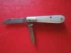J 7911 ANTIQUE  GERMAN  MOP HANDLE  POCKET  KNIFE 2   BLADE SEE DESCRIPTION