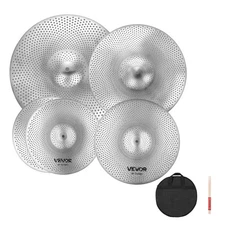 VEVOR Low Volume Cymbal Pack 4 Pieces 14 16 18 20 Inches Alloy Cymbals for Drum