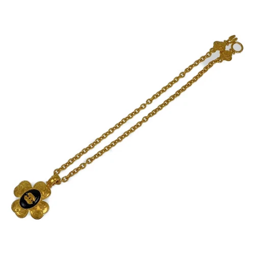Collana CHANEL Vintage Gripoix Pietra Naturale Marca Cocco Fiore Oro Nero