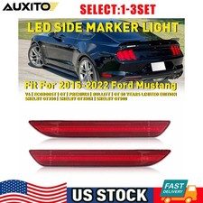 For 2015-20 21 22 Ford Mustang Red Led Lens Rear Bumper Side Marker Light Set Sl