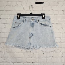 Vtg Made In Usa Wrangler Shorts Light Wash High Rise Cutoff 30 Distressed