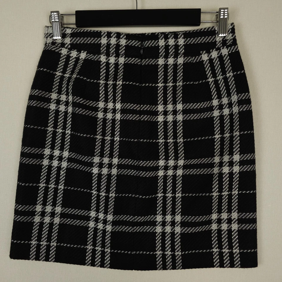 Falda J Crew para mujer 00 negra blanca a cuadros mini forrada oficina carrera vacaciones preppy Foto 2 de 4